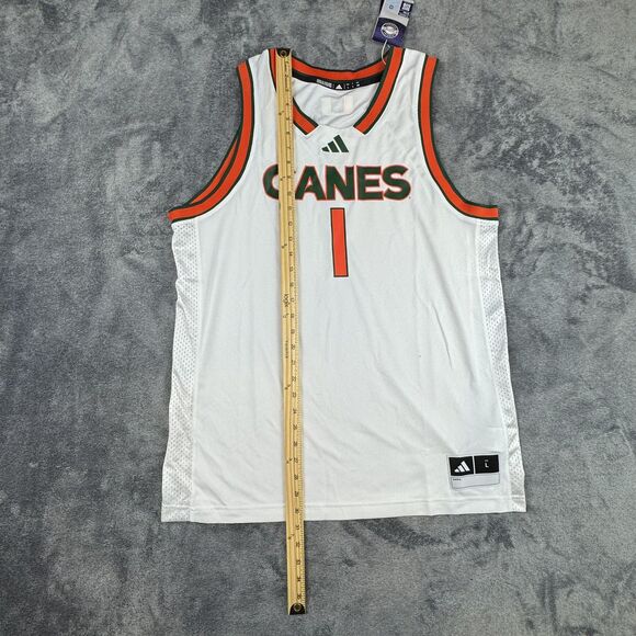 Miami Hurricanes Jersey Mens Large NCAA Basketball Adidas College Shirt - Picture 2 of 13